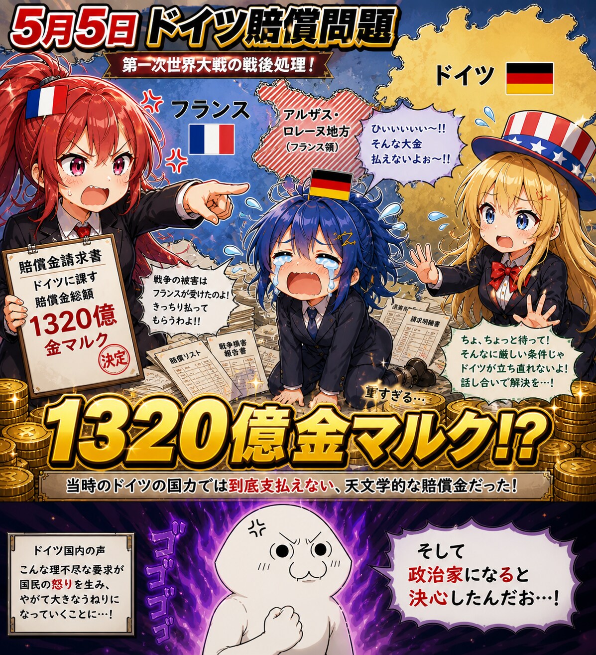 5月5日は1320億金マルクの賠償金が決定した日