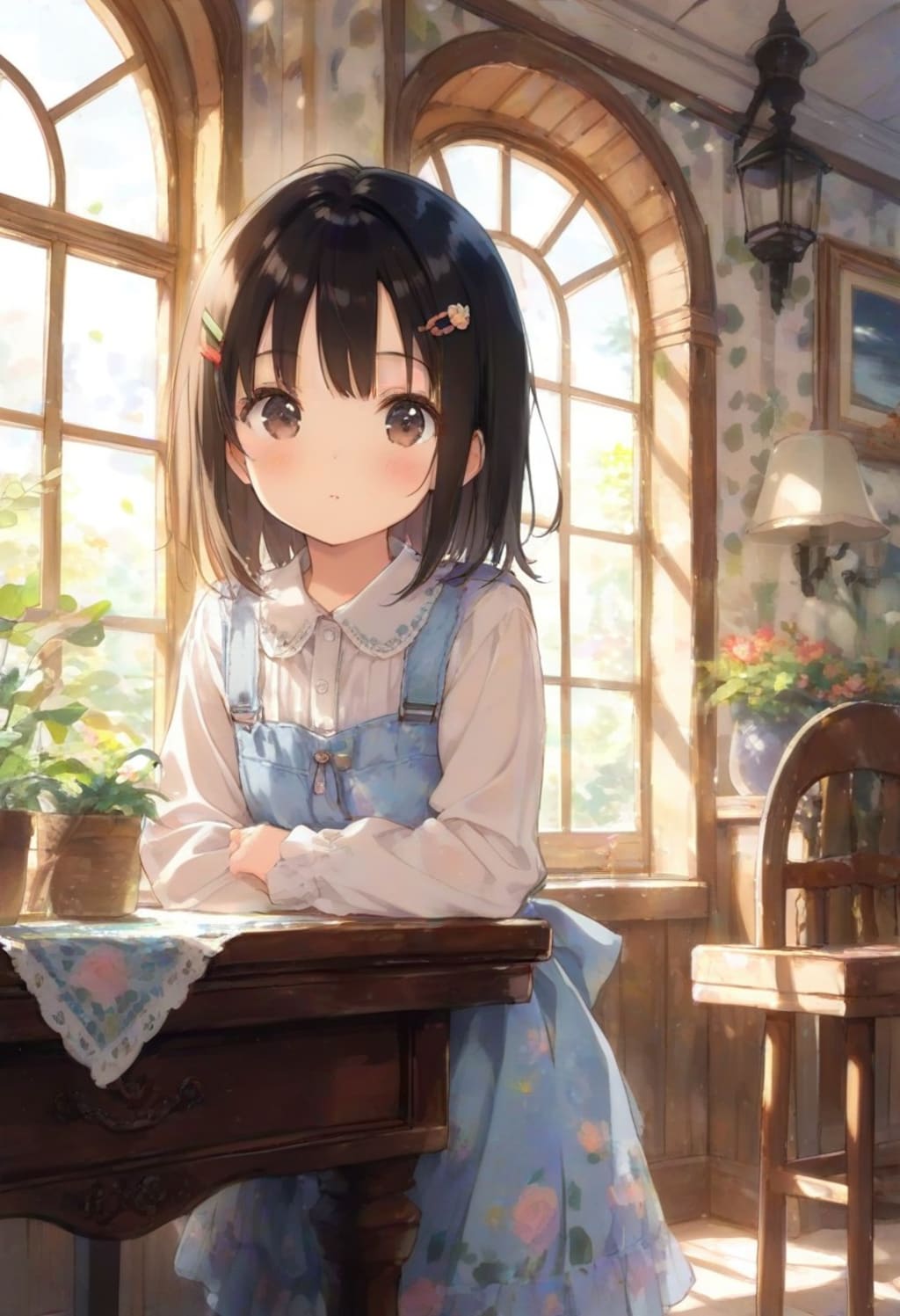 洋館の少女(水彩タッチ)(5)