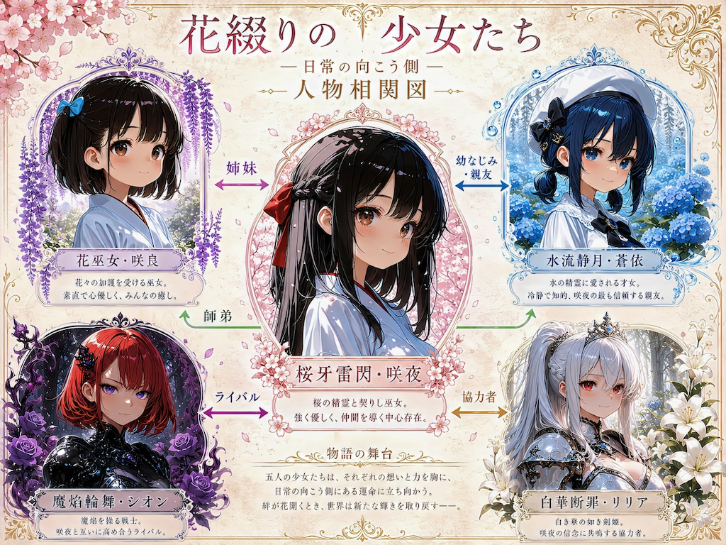 花綴りの少女たち 人物相関図