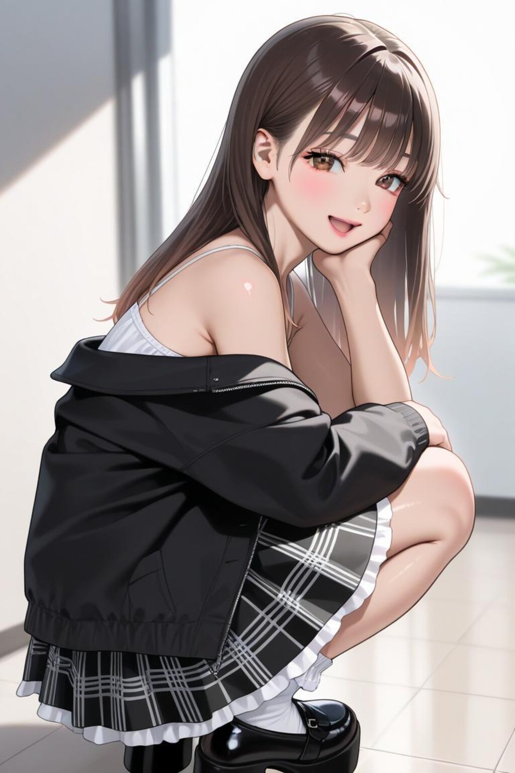 チェックのスカート