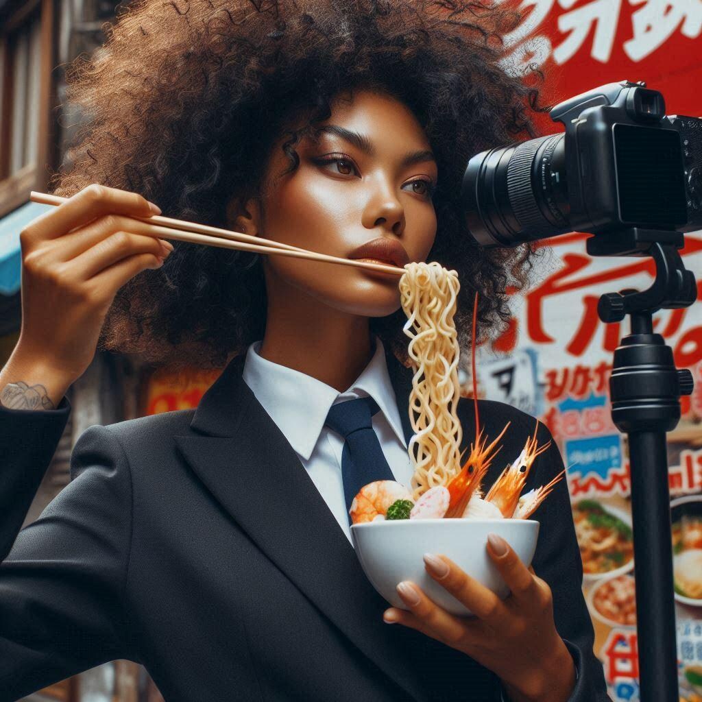 パワードスーツ女子とseafood noodle