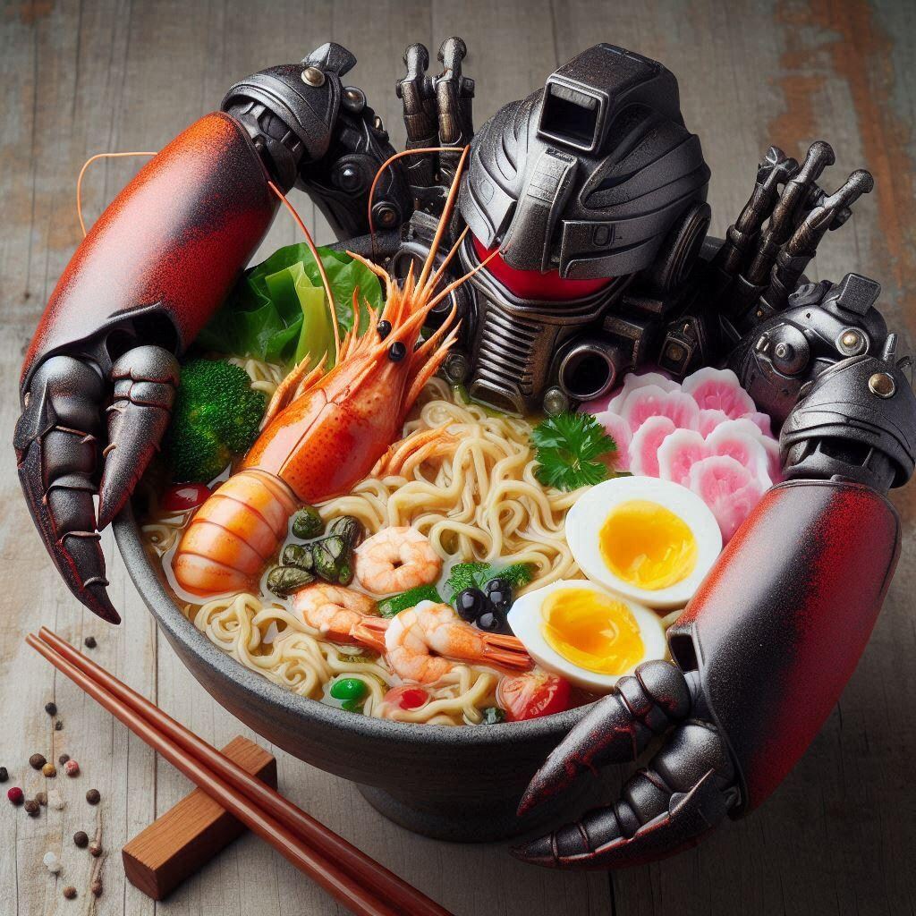 パワードスーツ女子とseafood noodle