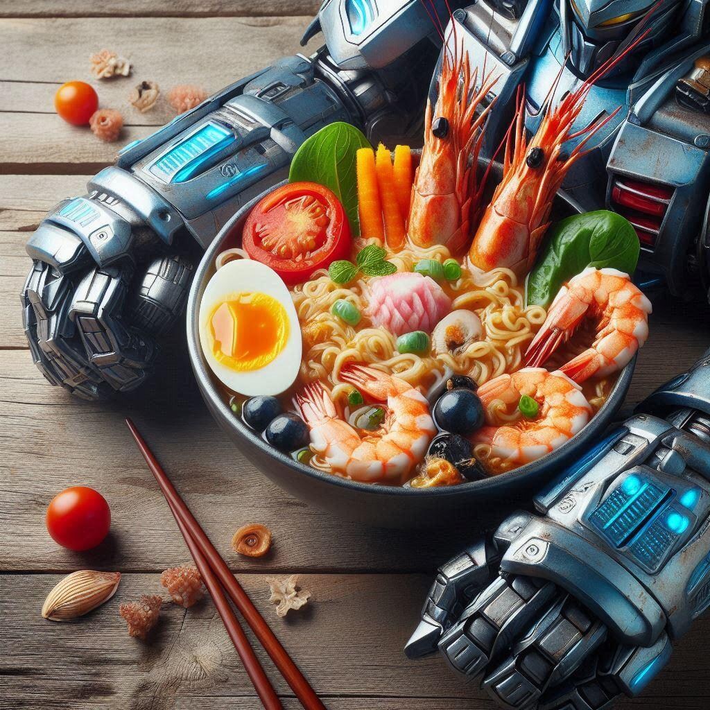 パワードスーツ女子とseafood noodle