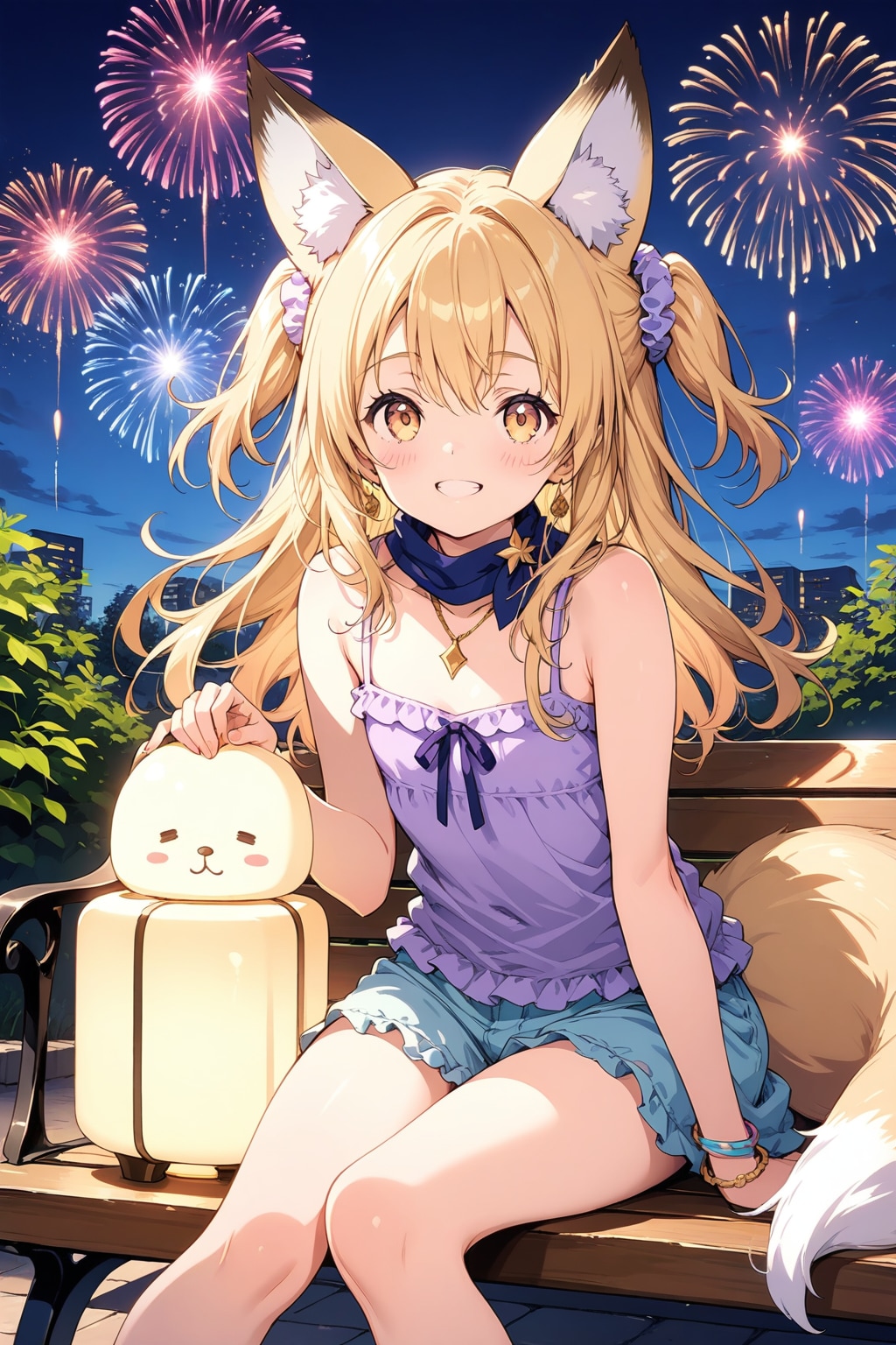 花火大会を見るミラさん