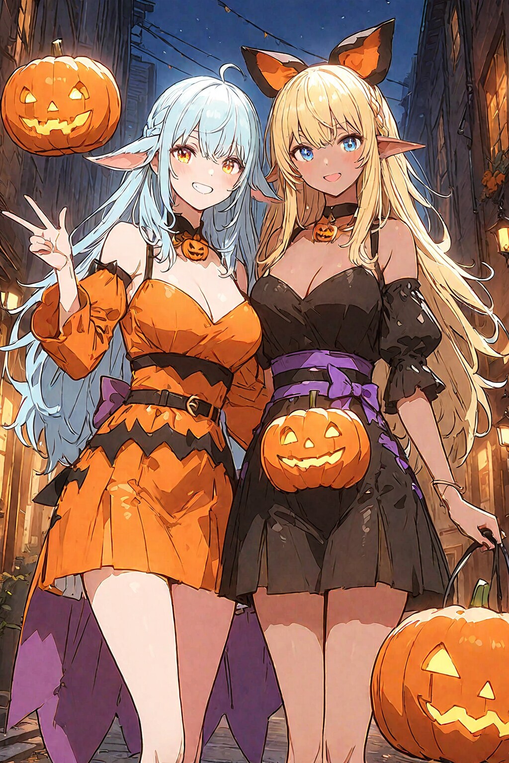 ハロウィンウィッチのエルフさんズ | の人気AIイラスト・グラビア