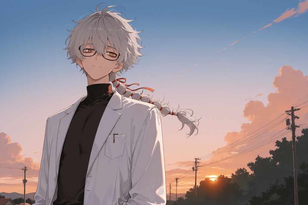 夕暮れと白衣