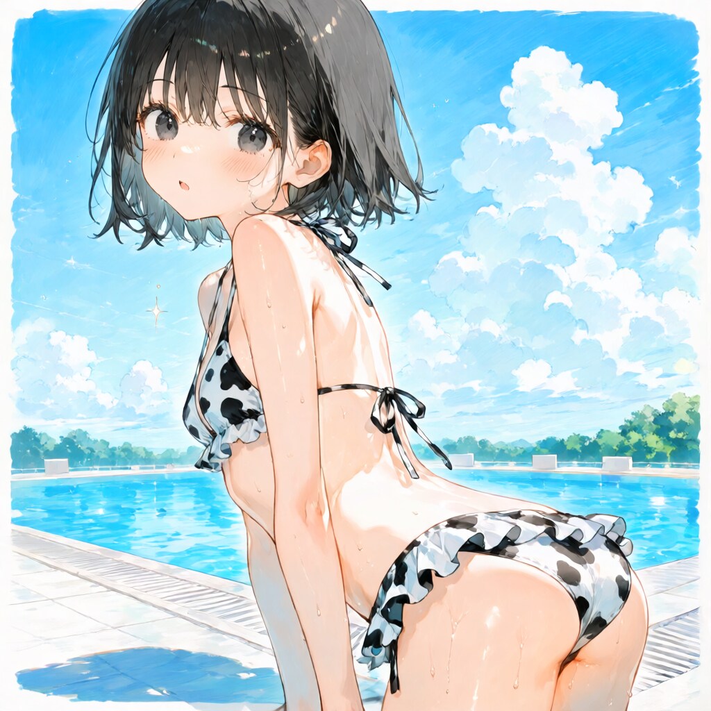 フリル付き牛柄