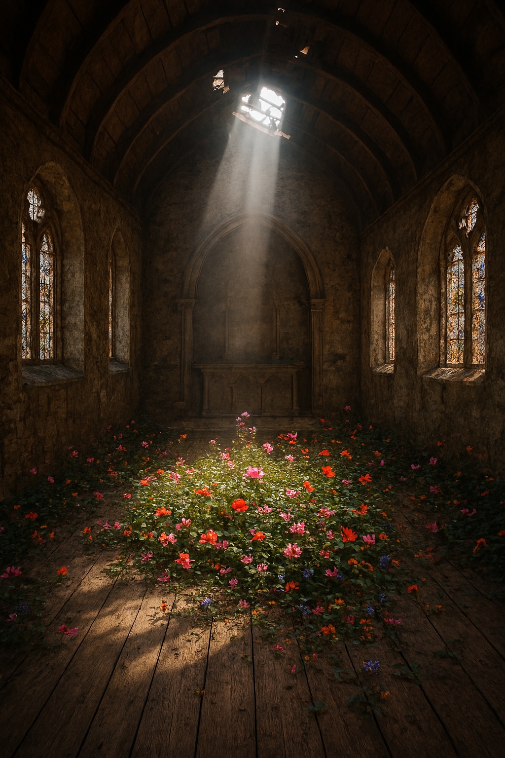 スラムの教会に咲く花 | の人気AIイラスト・グラビア