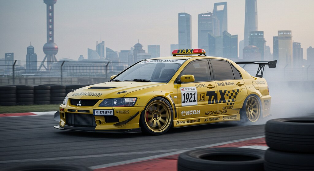 ランサーエボリューションイエロータクシーのドリ車