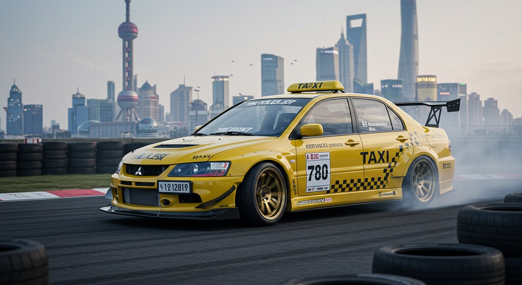 ランサーエボリューションイエロータクシーのドリ車