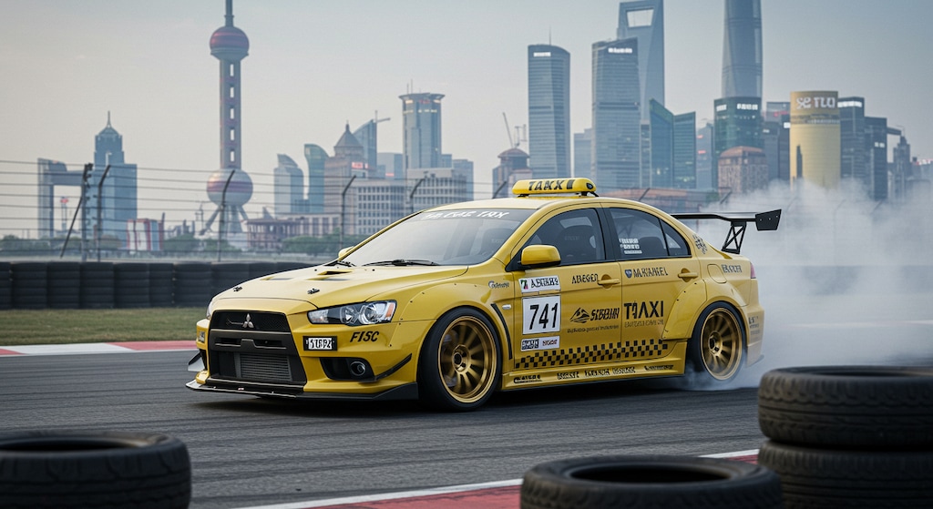 ランサーエボリューションイエロータクシーのドリ車