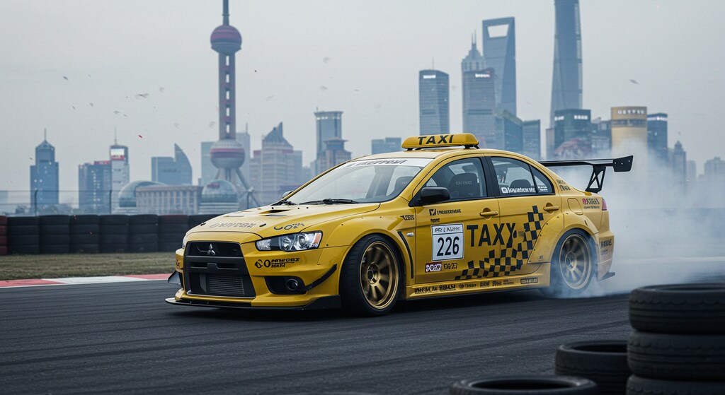 ランサーエボリューションイエロータクシーのドリ車