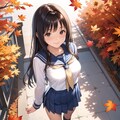 紅葉とセーラー服 3枚目