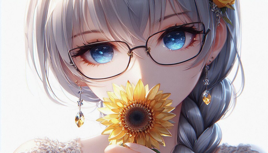 Dalleで眼鏡三つ編み