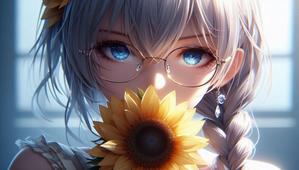 Dalleで眼鏡三つ編み