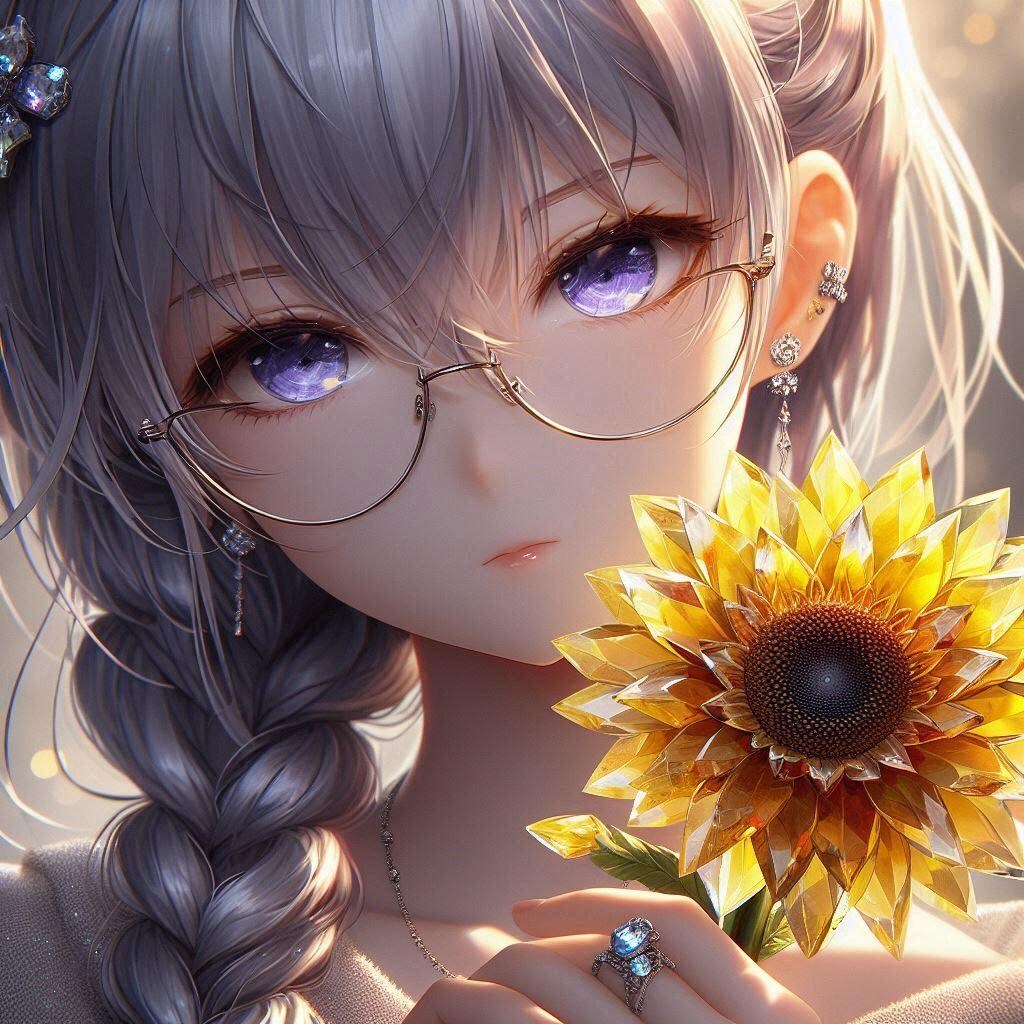 Dalleで眼鏡三つ編み