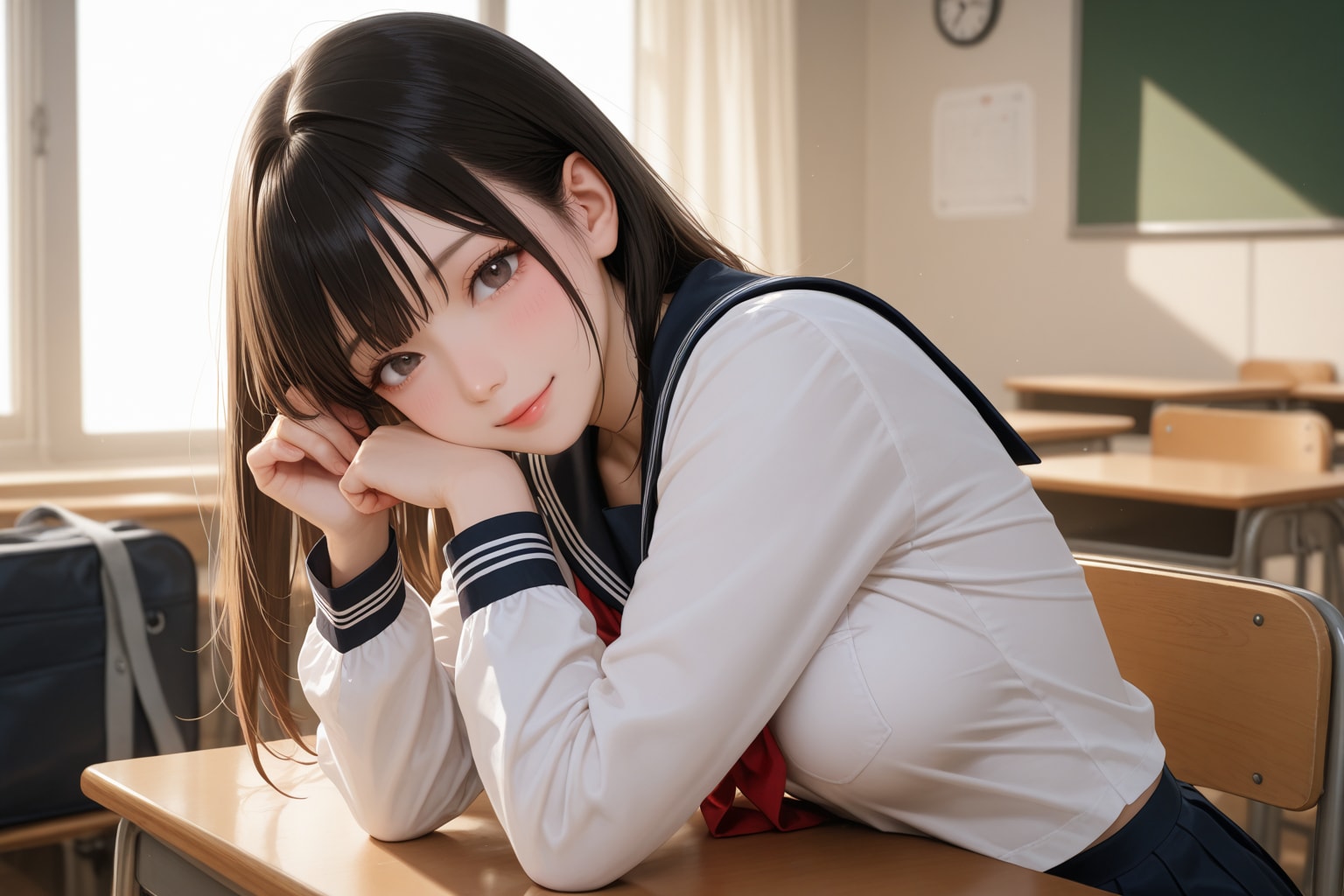 放課後のセーラー服少女