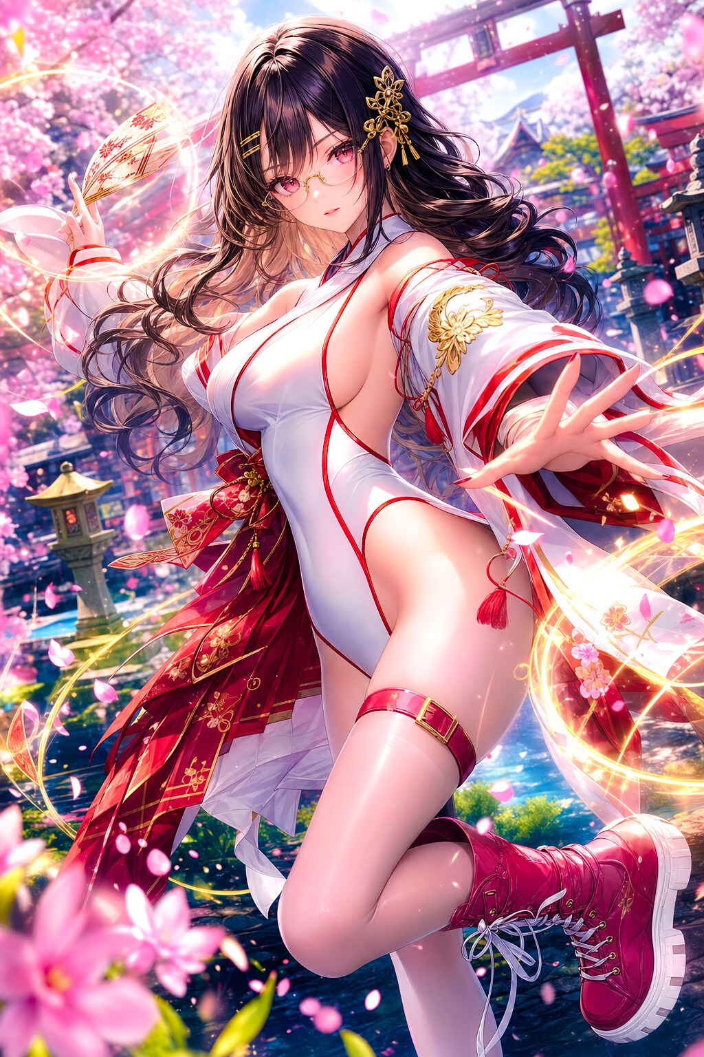 競泳水着巫女さん