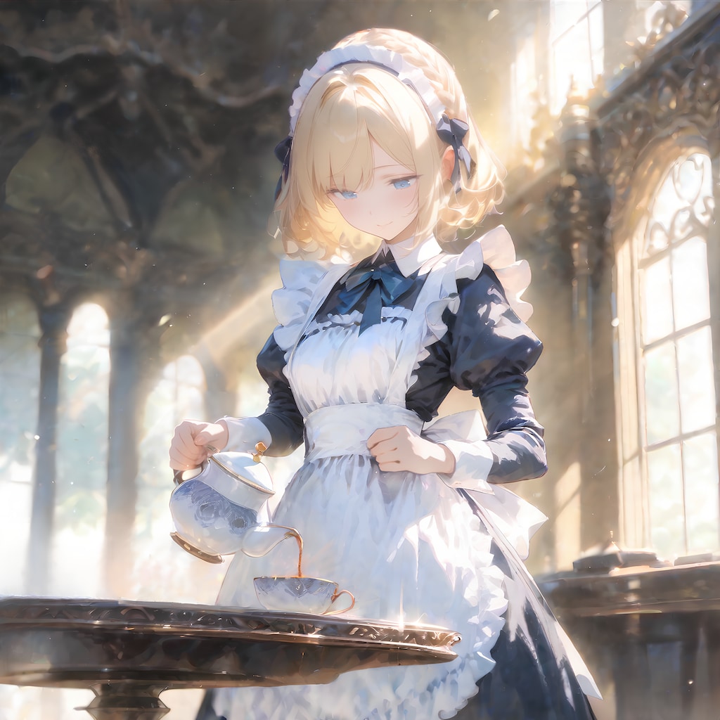 紅茶を入れるメイド