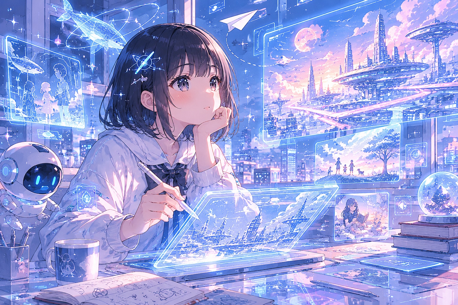 AIイラストのプロンプトを入力している女の子 | の人気AIイラスト・グラビア