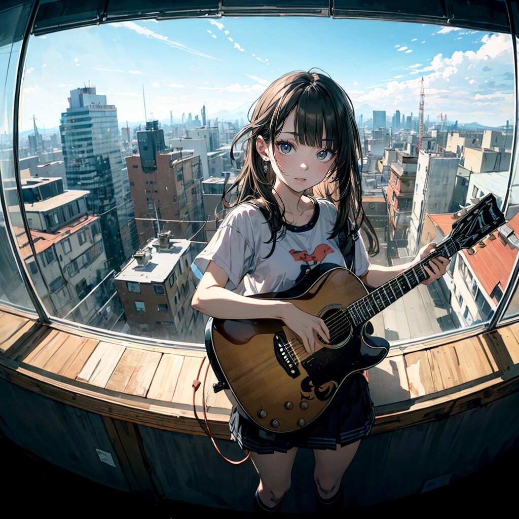 ギターを弾く少女12 | の人気AIイラスト・グラビア