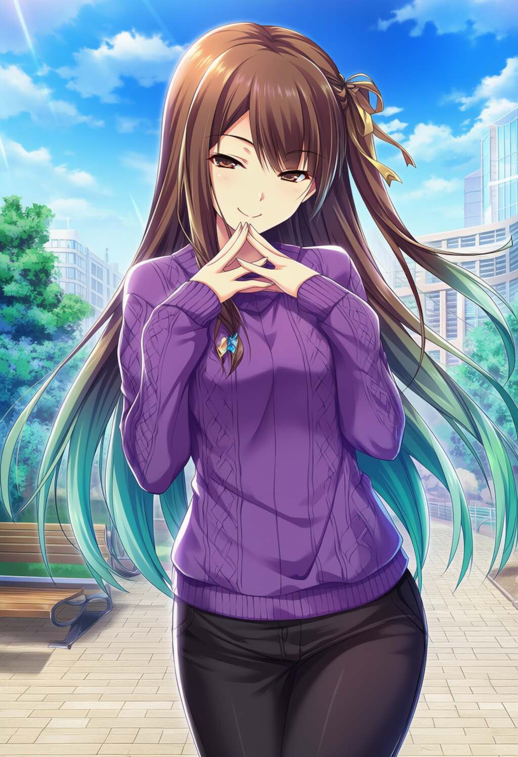 purple argyle sweater