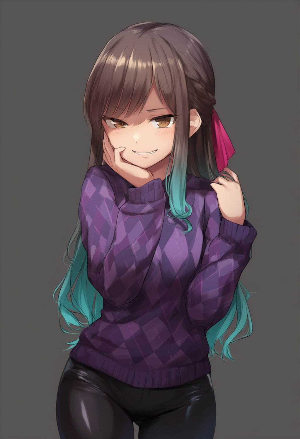 purple argyle sweater