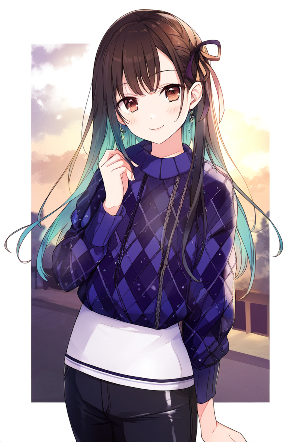 purple argyle sweater