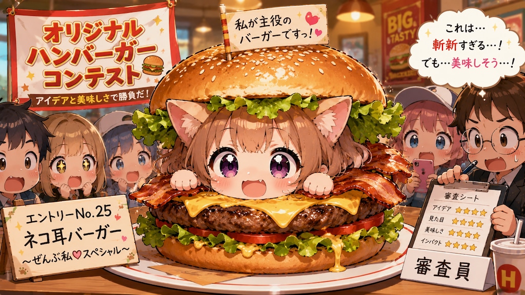 【#ハンバーガー】ネコ耳バーガー