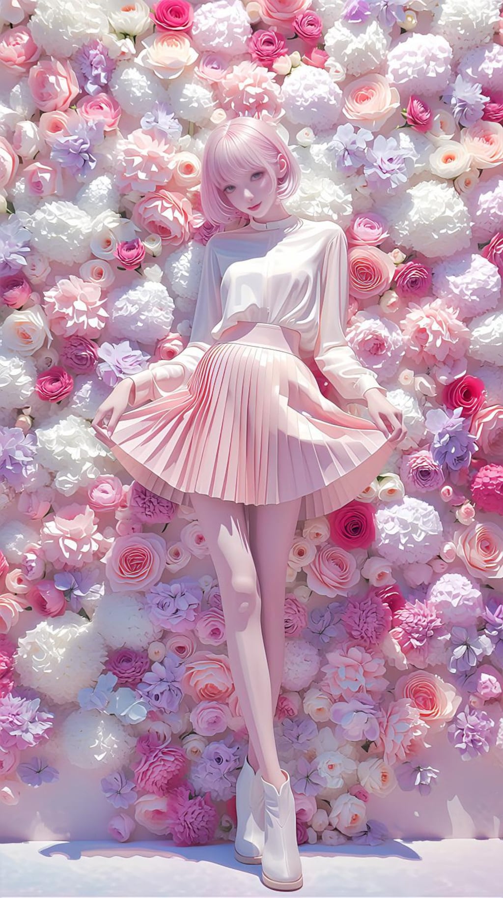 花の海に舞うピンクの少女