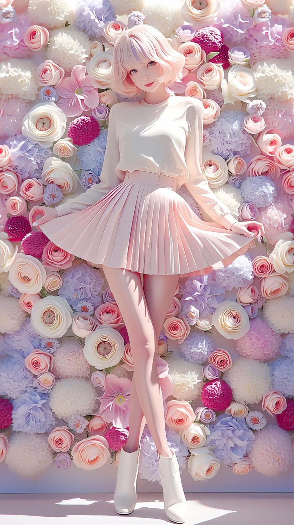 花の海に舞うピンクの少女