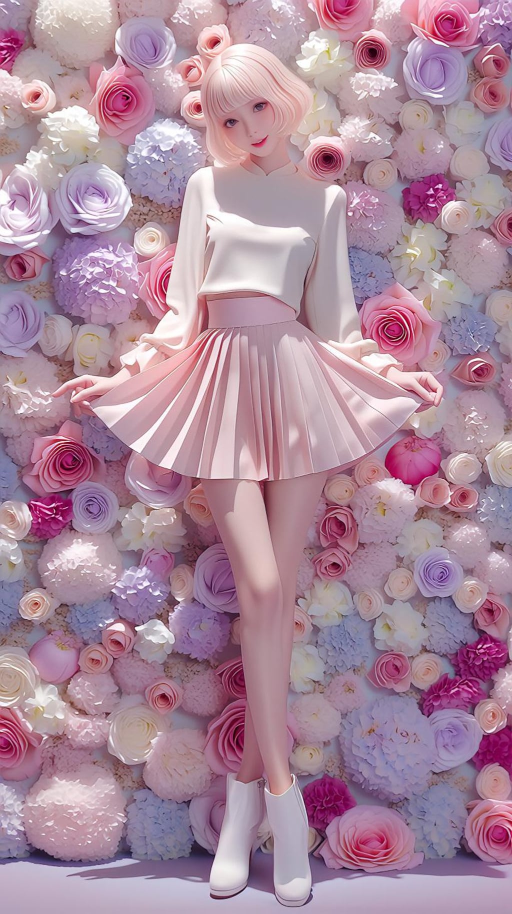 花の海に舞うピンクの少女