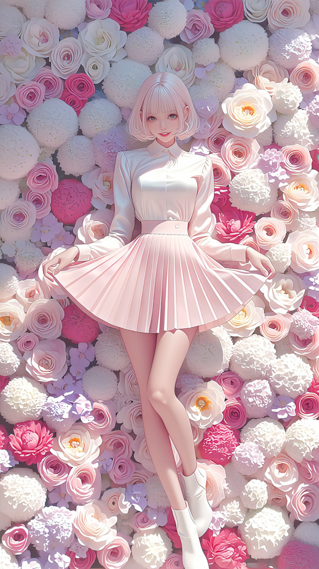 花の海に舞うピンクの少女