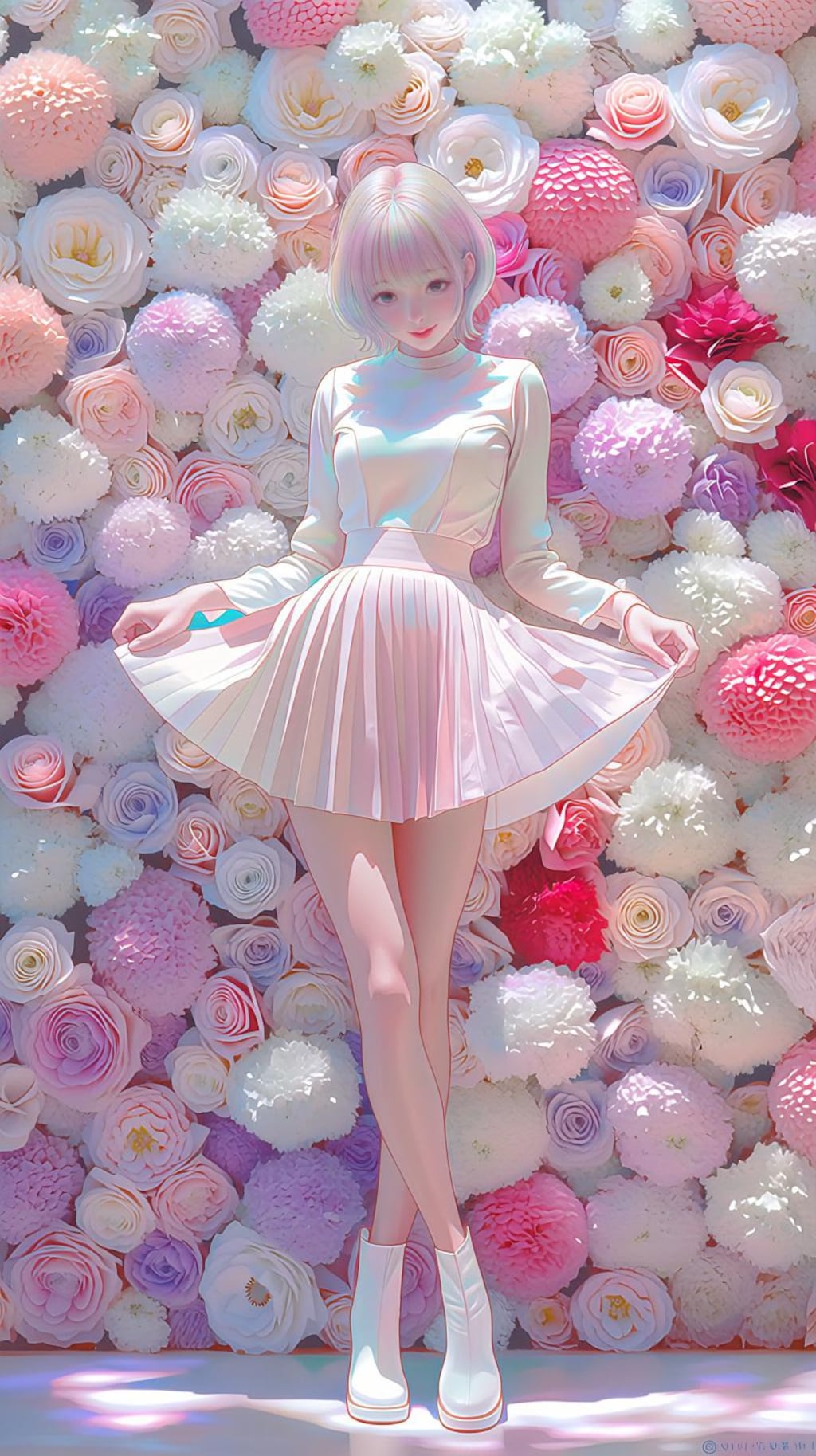 花の海に舞うピンクの少女