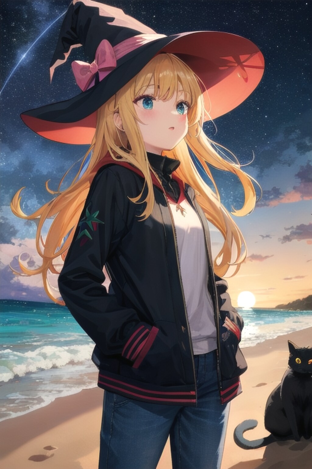 春風と砂浜の魔女