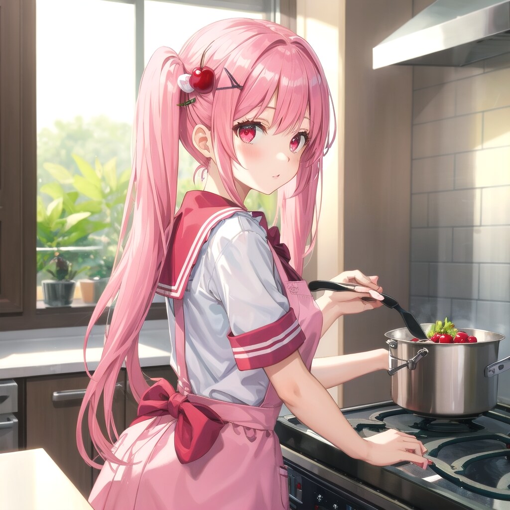 桜ミクさん料理中