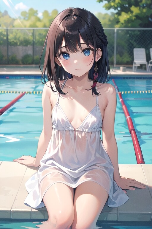 プールサイド(キャミソールドレス) | の人気AIイラスト・グラビア