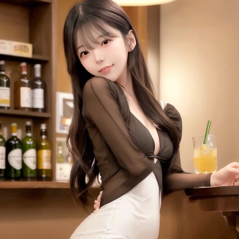 黒髪ロングで酒場の美女７４ | の人気AIイラスト・グラビア