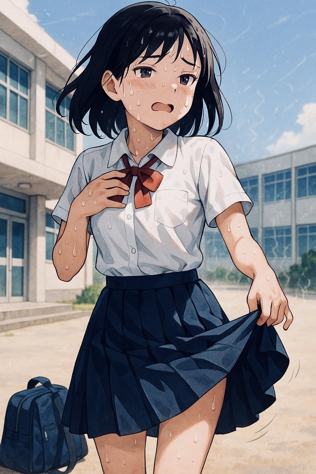 脱法スカートばさばさ