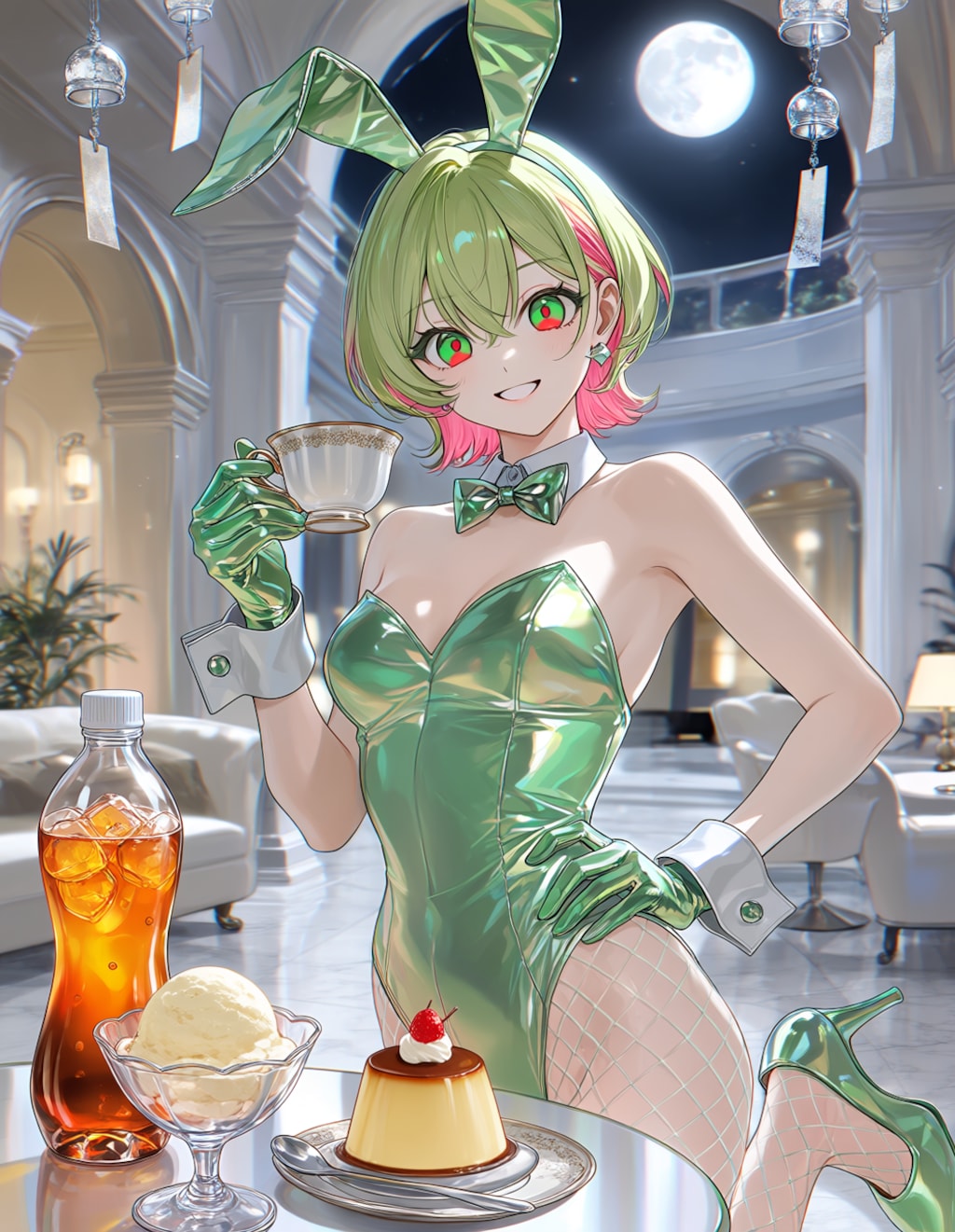 バニーガール衣装の川崎英理さん(PixAI版)