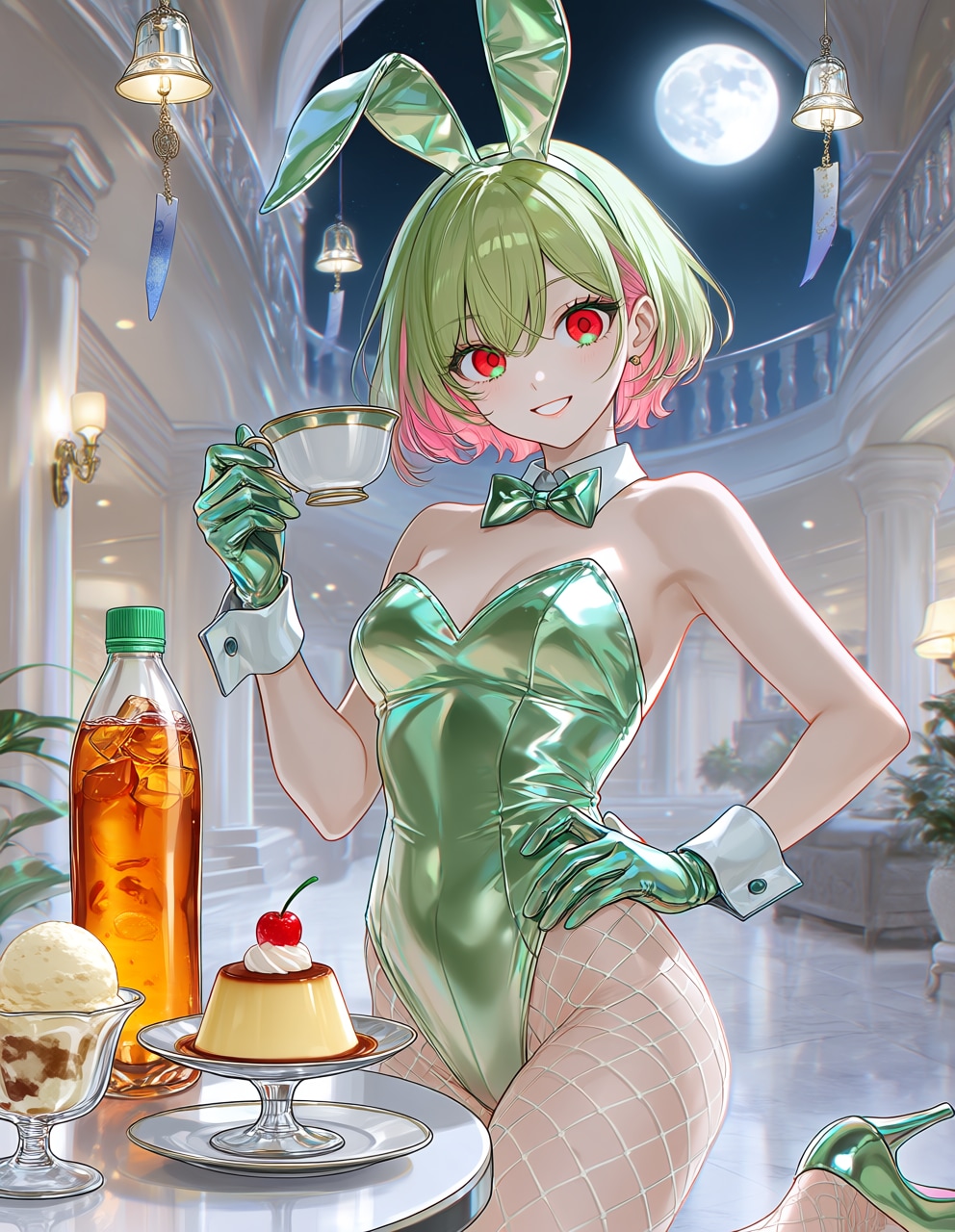 バニーガール衣装の川崎英理さん(PixAI版)