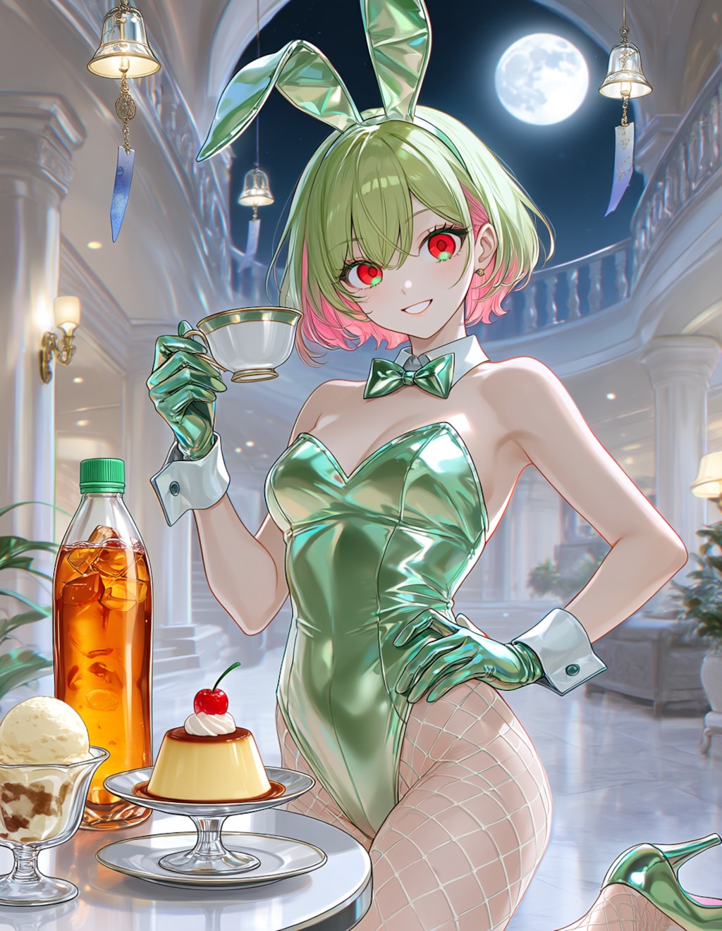 バニーガール衣装の川崎英理さん(PixAI版)