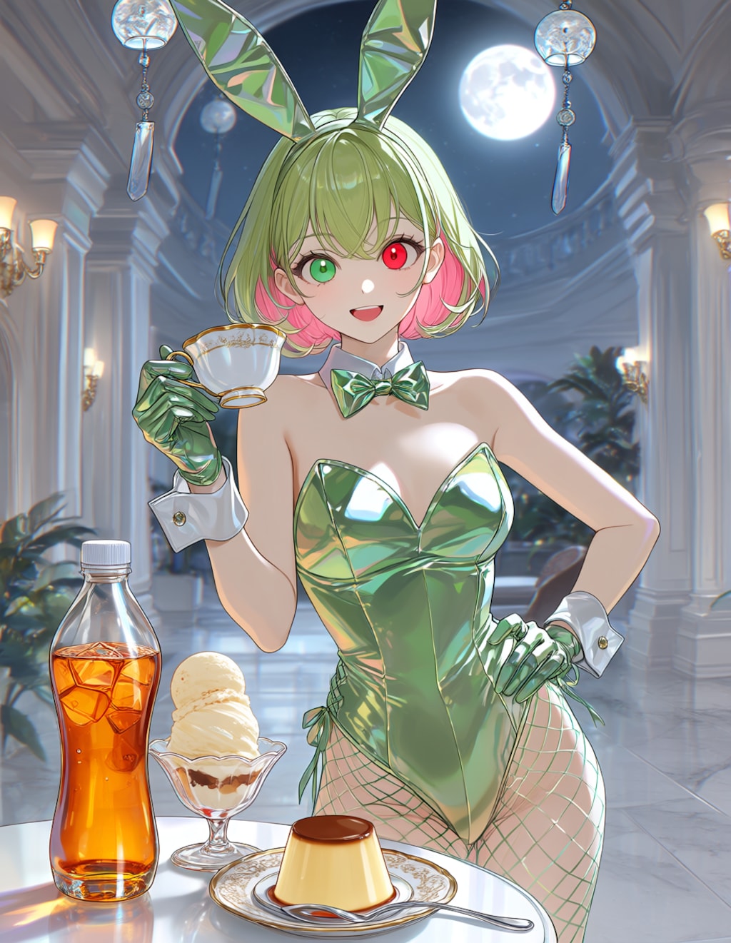 バニーガール衣装の川崎英理さん(PixAI版)