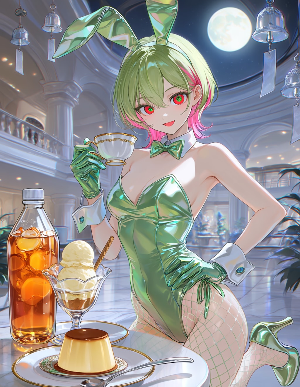バニーガール衣装の川崎英理さん(PixAI版)