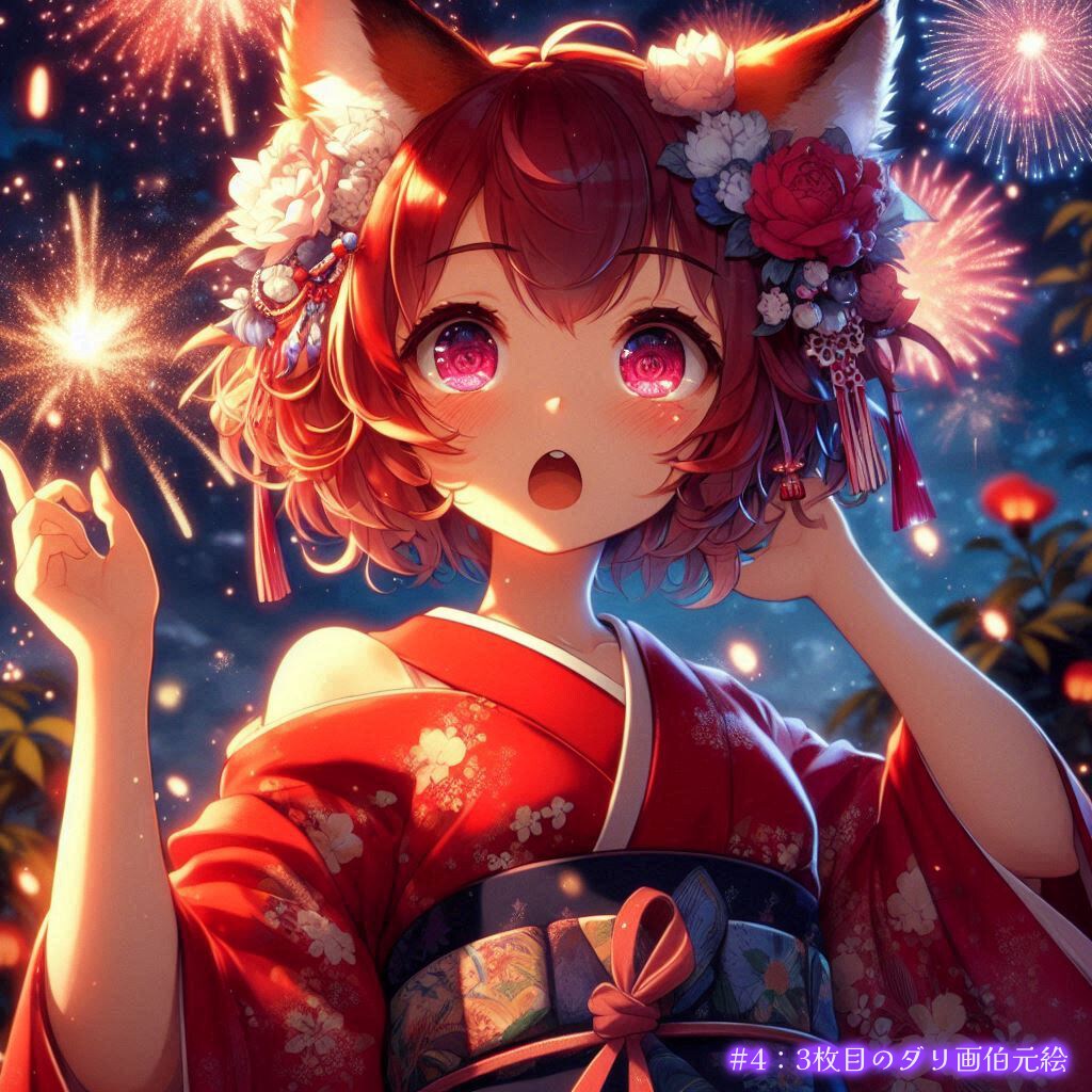 ダリ画伯による『狐娘とバイト巫女』