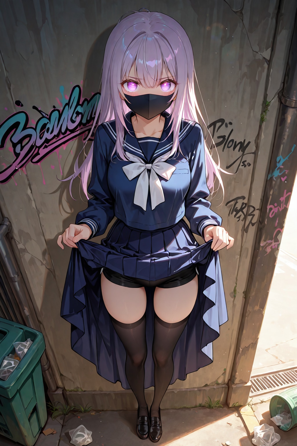 Saki's skirt lift