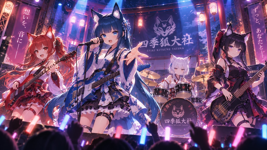 月夜の四季狐神社ライブ