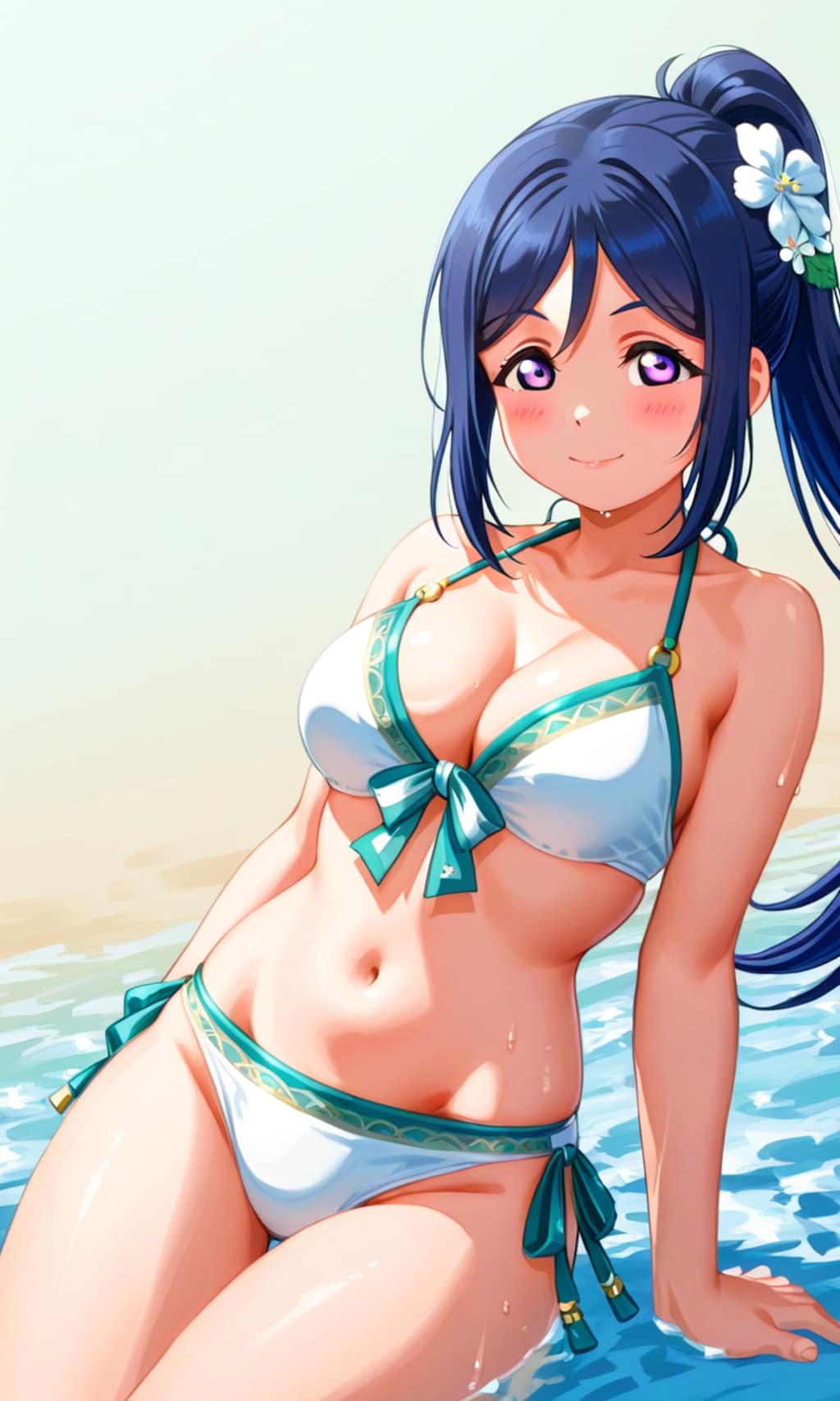 PixAIで松浦果南のビキニLoRAでビーチデート👙🏖️❤️
