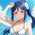 PixAIで松浦果南のビキニLoRAでビーチデート👙🏖️❤️ 4枚目