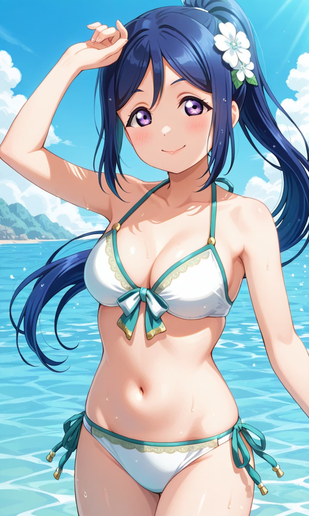 PixAIで松浦果南のビキニLoRAでビーチデート👙🏖️❤️